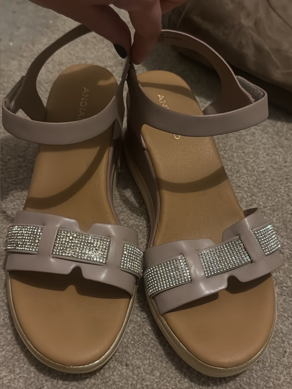 Blush Pink Rhinestone Ankle-Strap Sandals